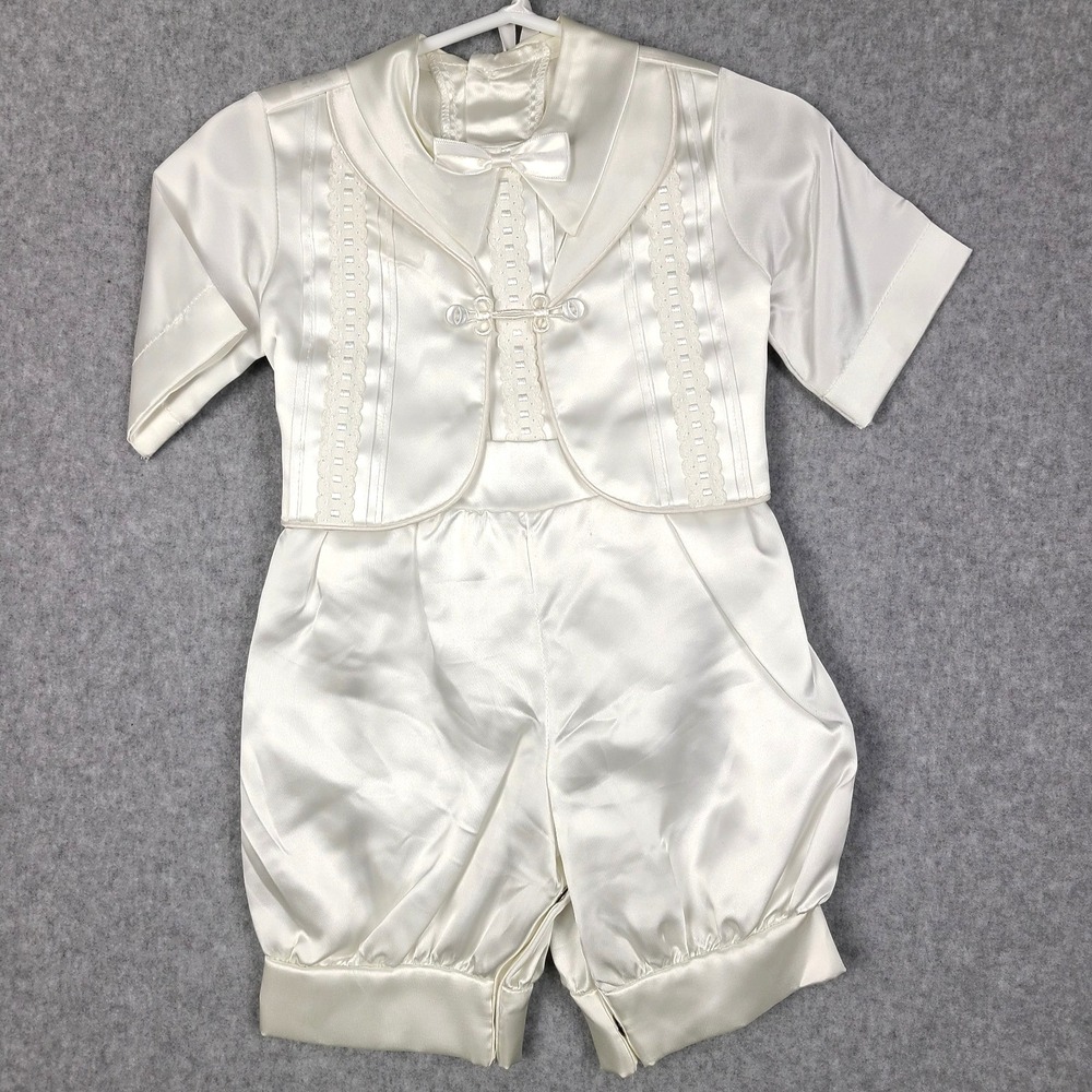 VTG Christening Outfit Baby Phyllis Babywear 0-6 Months 3 Pc Set w/ bonnet White